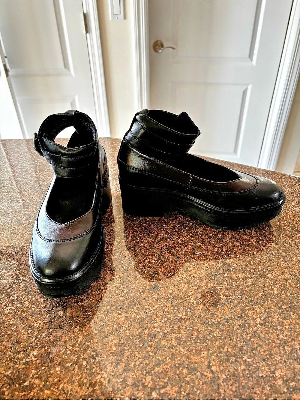 Rachel Comey Ladies Black Brown Leather Platform Ankle Shoes-6.5